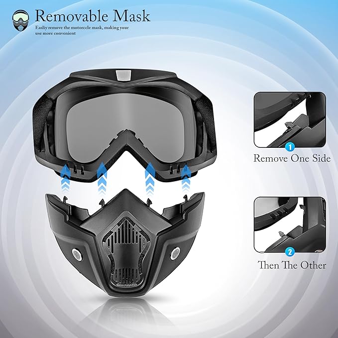 Goggle With Mask Riding Mask For Bikers ( BLACK MERCURY )