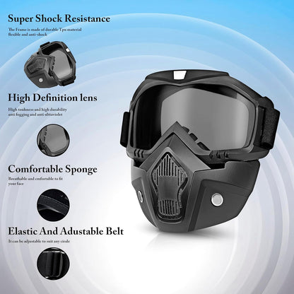 Goggle With Mask Riding Mask For Bikers ( BLACK MERCURY )