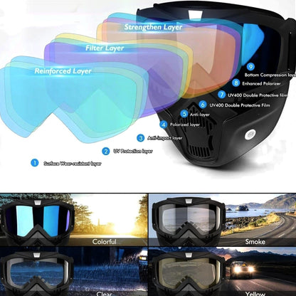 Goggle With Mask Riding Mask For Bikers ( BLACK MERCURY )
