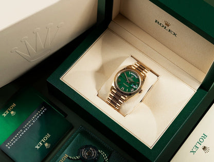 Day-Date 40 R Gold Green Ombre Roman Numeral Dial