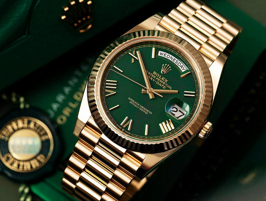 Day-Date 40 R Gold Green Ombre Roman Numeral Dial