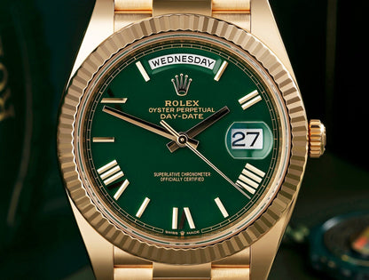 Day-Date 40 R Gold Green Ombre Roman Numeral Dial